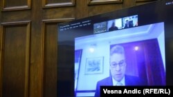 Пратеникот на САД за Западен Балкан Габриел Ескобар зборува за време на конференцијата на иницијативата „Отворен Балкан“.