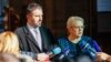 Igor Stojanović i Lidija Bradara, nakon dogovora o podjeli vlasti, kojem se protivi Stranka demokratske akcije (SDA). Bosna i Hercegovina, Sarajevo, 20. februara 2023. godine. 