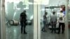 Police with a bomb-sniffer dog at one of the metro stations in Yerevan (file photo).