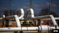 Строительство межсистемного газового соединения Греция-Болгария в районе Комотини, Греция. 21 марта 2022 г. 