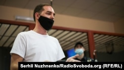 Євген Шевченко під час засідання в Печерському суді Києва, 26 березня 2021 року