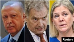 Зліва направо: президент Туреччини Реджеп Тайїп Ердоган, президент Фінляндії Саулі Нійністе та прем’єр-міністр Швеції Магдалена Андерссон (колаж)