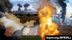 Взрывы в Крыму. Коллаж.