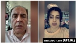 Armenia - Dutch Armenian activist Massis Abrahamian and his daughter Suneh speak from Yerevan airport.