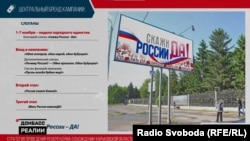 Кадр з російської презентації про проведення псевдореферендуму на окупованій Харківщині