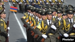Armenia - Military academy cadets march during a parade in Yerevan (file photo)