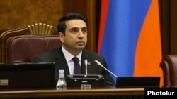 Armenia - Newly elected speaker Alen Simonian chairs a session of the National Assembly, Yerevan, August 3, 2021.
