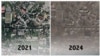 Соледар у 2021 та 2024 роках. Супутникове фото