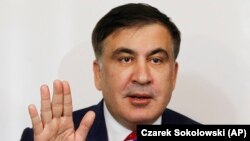 Міхеїл Саакашвілі на прес-конференції у Варшаві. 13 лютого 2018 року