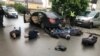 Працівники місцевої поліції прибули на місце стрілянини на одній із вулиць міста Бровари, де затримали осіб зі зброєю. Бровари, 29 травня 2020 року