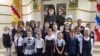 Владикавказ жана Алания архиепискобу Герасим гимназиянын окуучулары менен. Владикавказ. 04.9.2024.