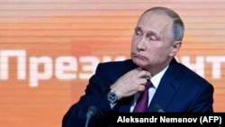 Володимир Путін на прес-конференції в Москві, Росія, 14 грудня 2017 року