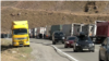 Armenia-Trucks at the Kazbek checkpoint in Georgia, 08July2025