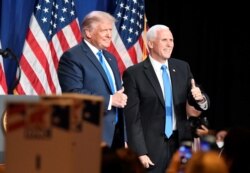 Президент Дональд Трамп і віце-президент Майк Пенс реагують на номінацію. 24 серпня 2020 року