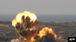 An Israeli air strike hits the northern Gaza Strip