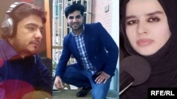 عکس : از چپ به راست: سباوون کاکر٬ عبدالله حنانزی و فرشته محرم دُرانی خبرنگاران رادیو آزادی که به تاریخ سی‌ام اپریل در نتیجه انفجار در کابل جان باختند