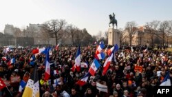 Акция протеста в Париже, 15 января 2022 года