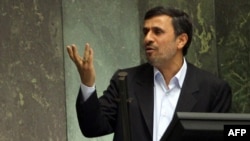 President Mahmud Ahmadinejad addresses the parliament in a previous appearance before lawmakers, in March.