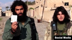 Pro-Islamic State social-media posts claim the man on the right is Salakhaddin al-Shishani, of the predominantly Chechen IS faction Katibat al-Aqsa, in Iraq.