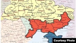 Красная территория - это только часть Новороссии в том смысле, которое вкладывает в это понятие В,В.Путин. Кремль, похоже, претендует, не считая синего после аннексии Крыма, еще и на Луганскую, Харьковскую и Днепропетровскую области.