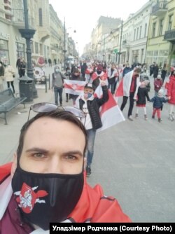 Уладзімер Родчанка на Дні Волі ў Лодзі. Сакавік 2021