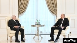 Президент Азербайджана Ильхам Алиев принимает министра иностранных дел Ирана Мохаммада Джавада Зарифа, Баку, 25 мая 2021 г․