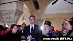 სერბეთის პრეზიდენტი, ალექსანდარ ვუჩიჩი და სერბეთის მართლმადიდებელი ეკლესიის პატრიარქი, ირინეი ბელგრადში, 2019 წლის 31 დეკემბერს