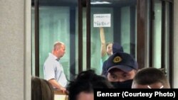 Паліна Шарэнда-Панасюк на судзе 8 чэрвеня 2021 году ў Берасьці. 