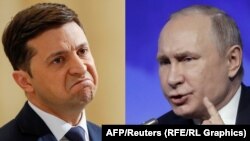 Президент України Володимир Зеленський (л) і його російський колега Володимир Путін, комбіноване фото
